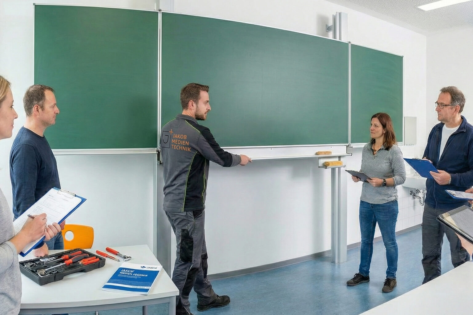 Sicherheitsüberprüfung einer Schultafel